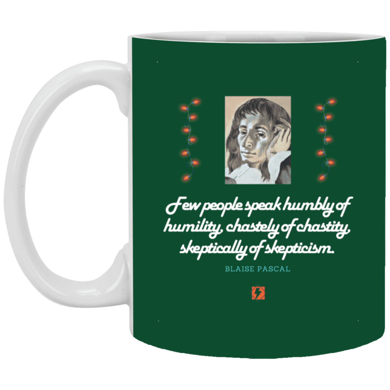 Ceramic Standard Mug 11oz with inspiring Pascal quote: BP102 - Self-awareness is a societal lack - Color: Forest