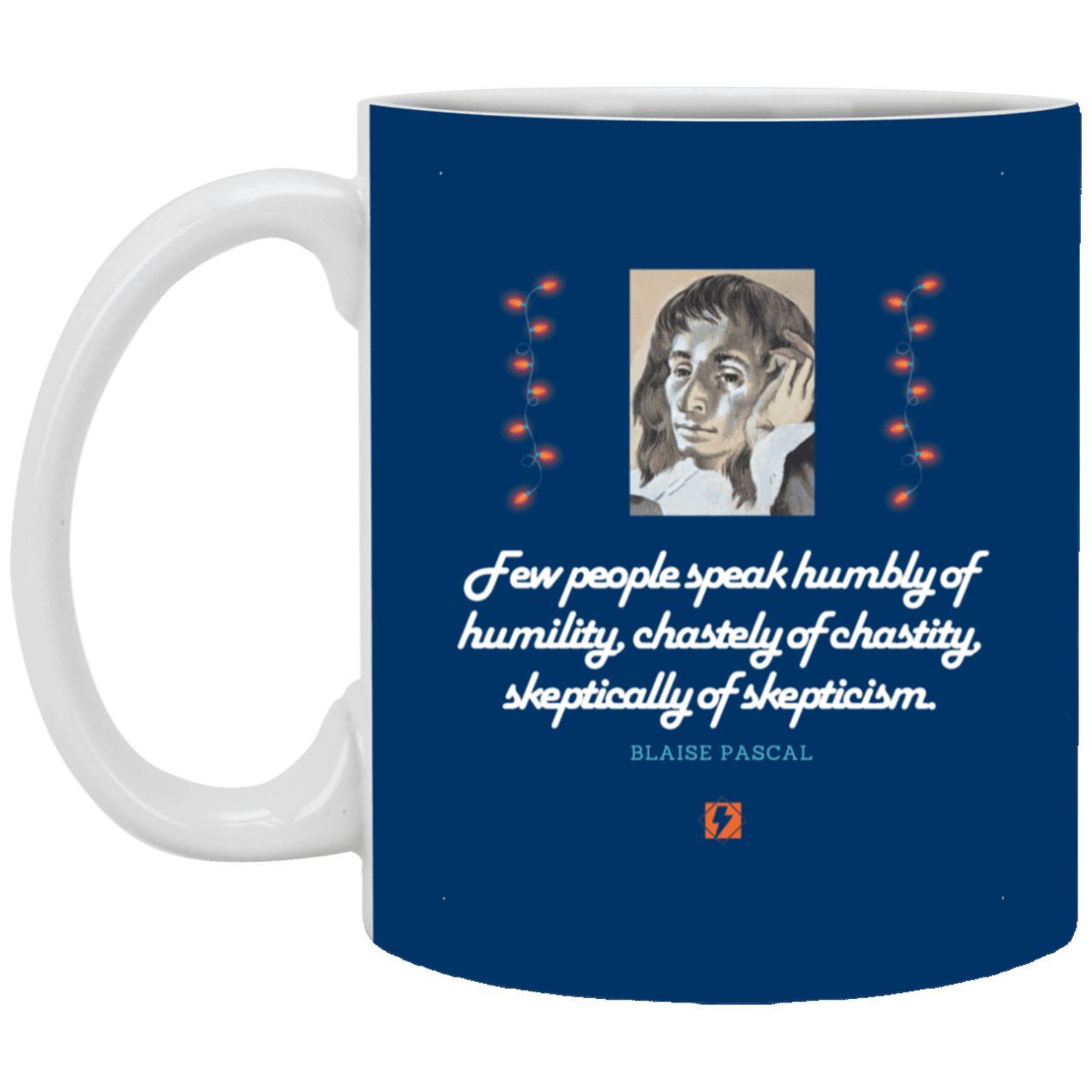 Ceramic Standard Mug 11oz with inspiring Pascal quote: BP102 - Self-awareness is a societal lack - Color: Royal