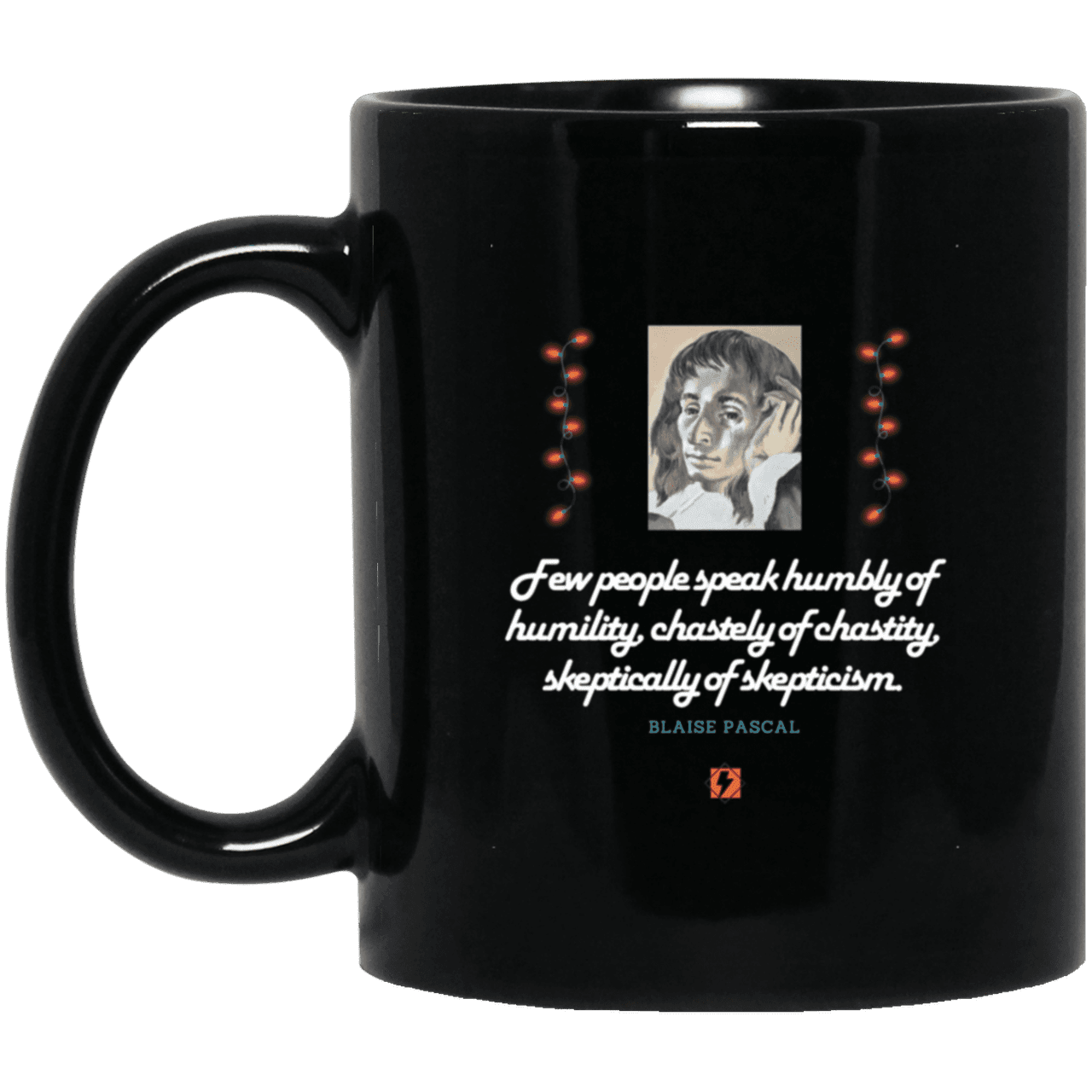 Ceramic Standard Mug 11oz with inspiring Pascal quote: BP102 - Self-awareness is a societal lack - Color: Plain Black