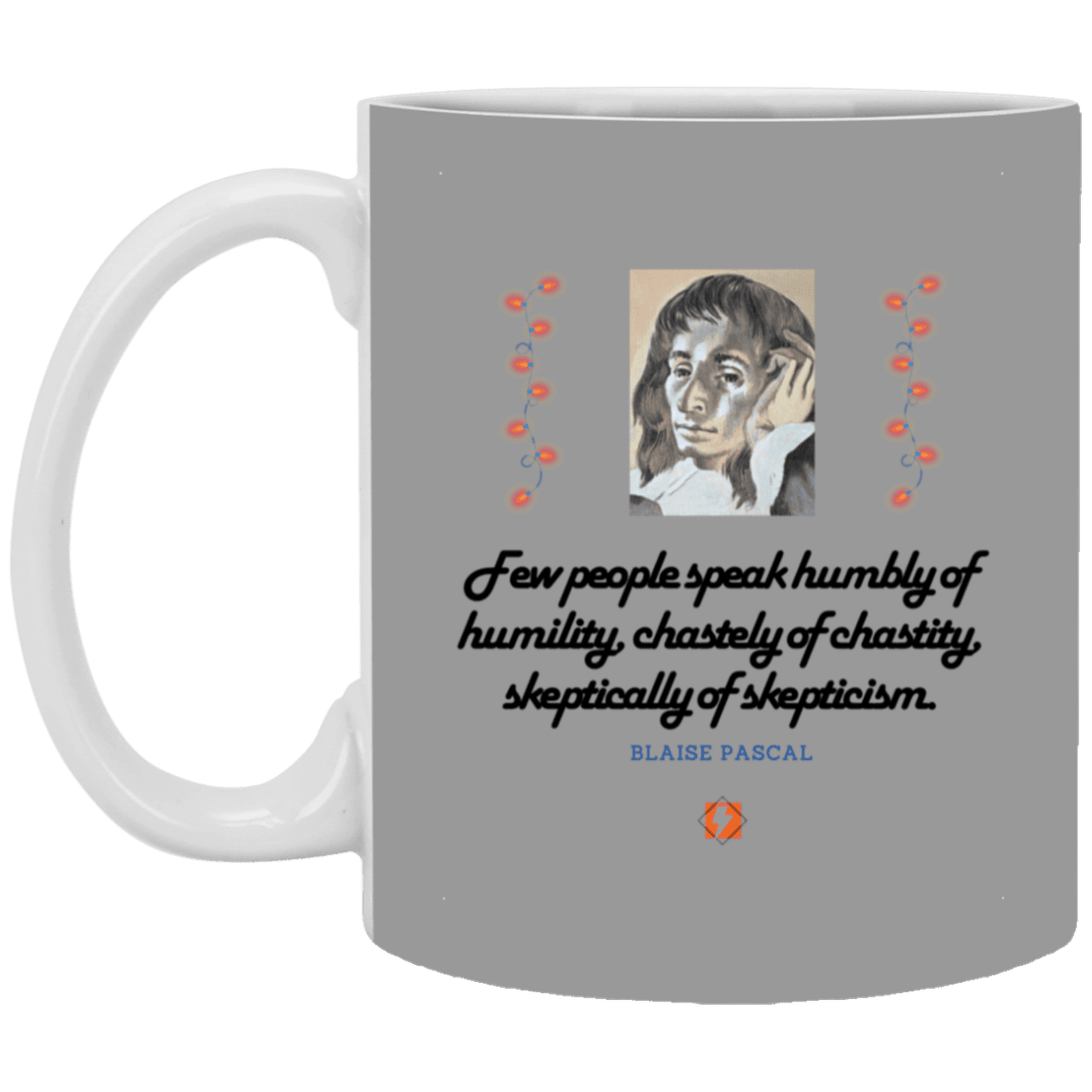 Ceramic Standard Mug 11oz with inspiring Pascal quote: BP102 - Self-awareness is a societal lack - Color: Gray