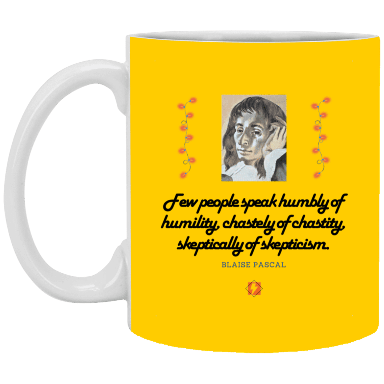 Ceramic Standard Mug 11oz with inspiring Pascal quote: BP102 - Self-awareness is a societal lack - Color: Athletic Gold