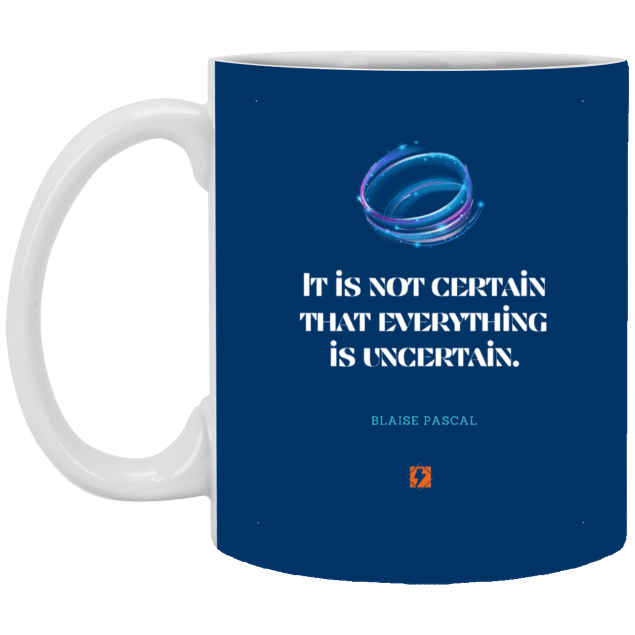 Ceramic Standard Mug 11oz with inspiring Pascal quote: BP104 - Probabilities apply everywhere - Color: Royal