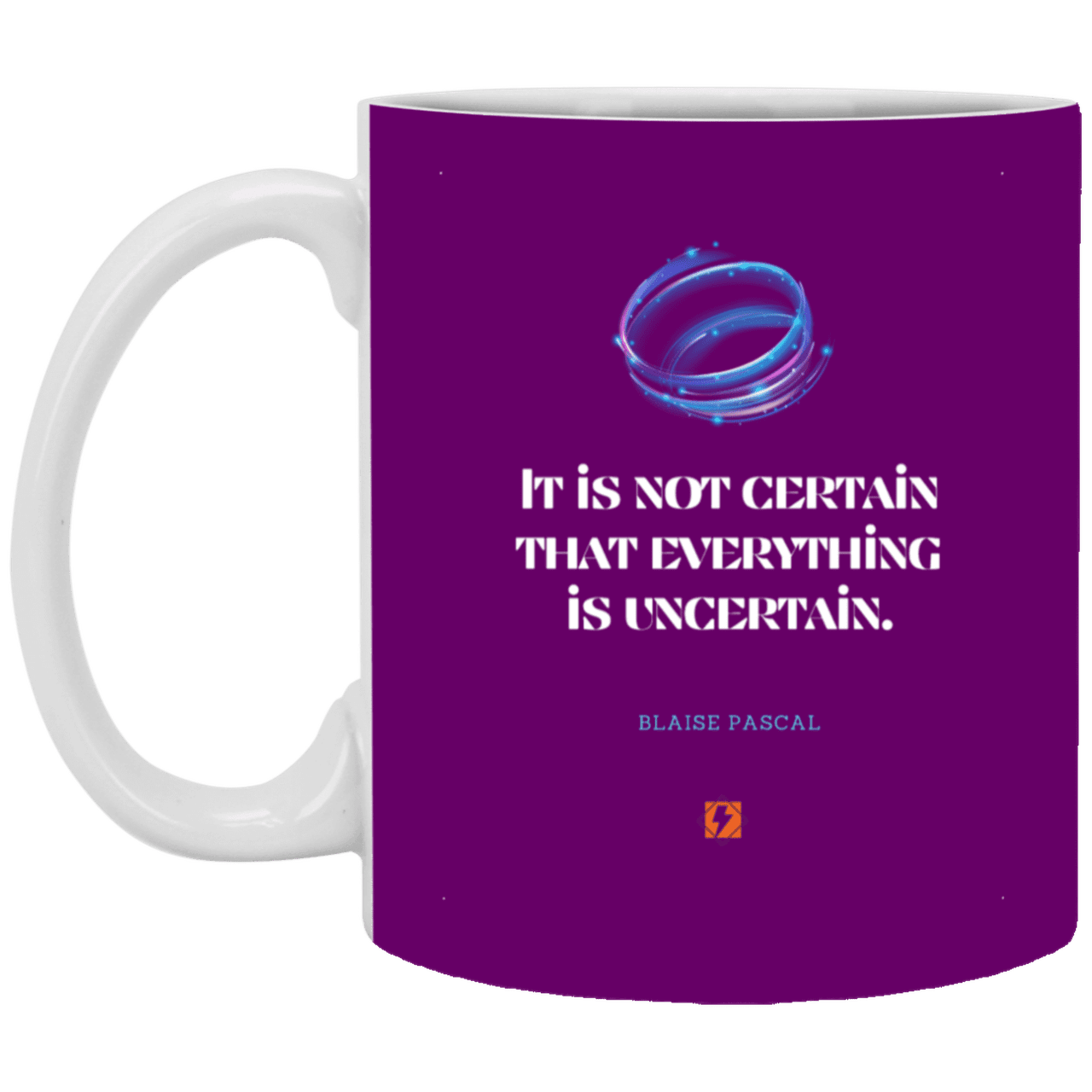 Ceramic Standard Mug 11oz with inspiring Pascal quote: BP104 - Probabilities apply everywhere - Color: Purple