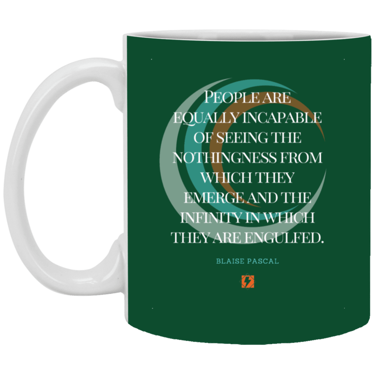 Ceramic Standard Mug 11oz with inspiring Pascal quote: BP107 - One cannot square up nothingness and infinity - Color: Forest