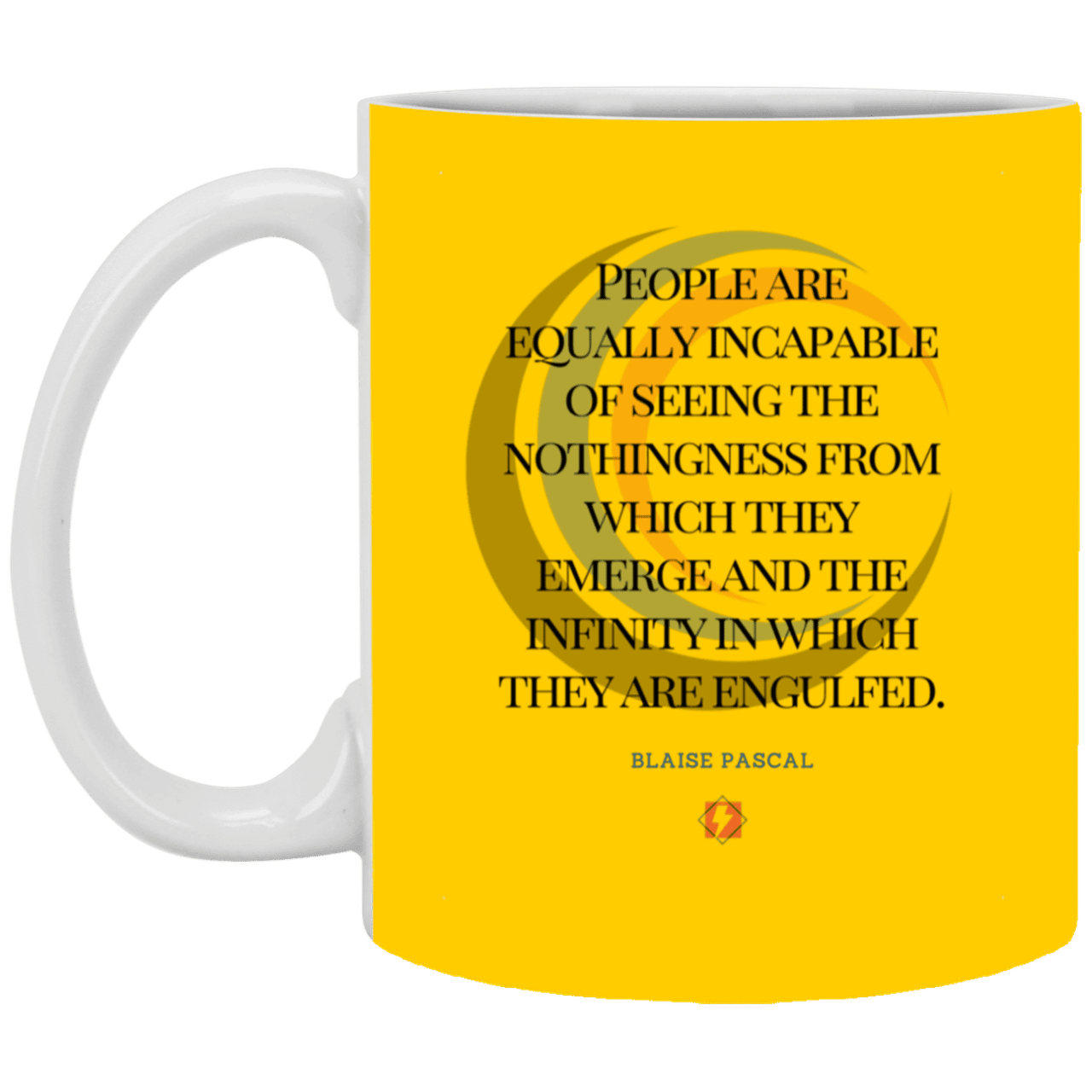 Ceramic Standard Mug 11oz with inspiring Pascal quote: BP107 - One cannot square up nothingness and infinity - Color: Athletic Gold