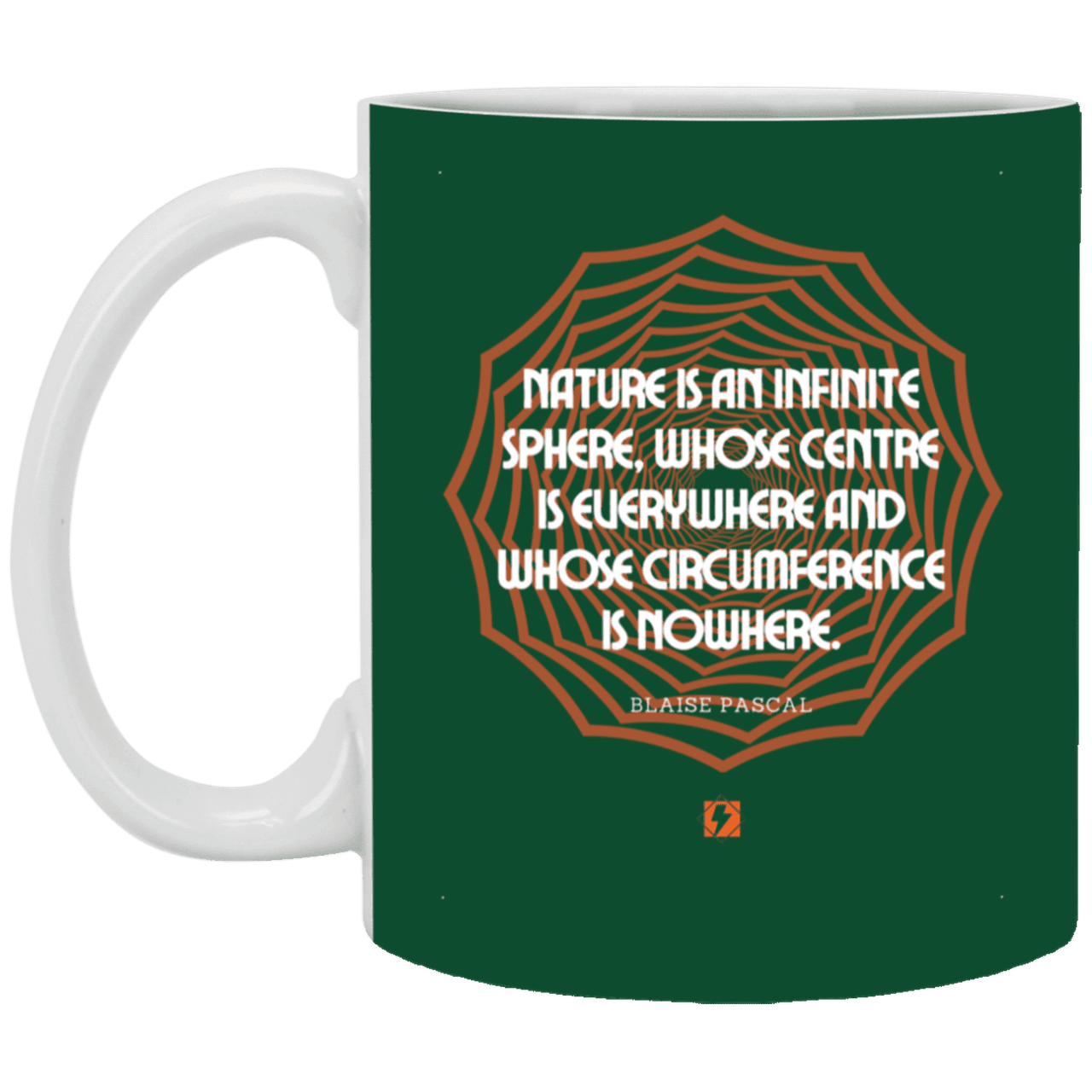 Ceramic Standard Mug 11oz with inspiring Pascal quote: BP108 - Nature is unfathomable - Color: Forest