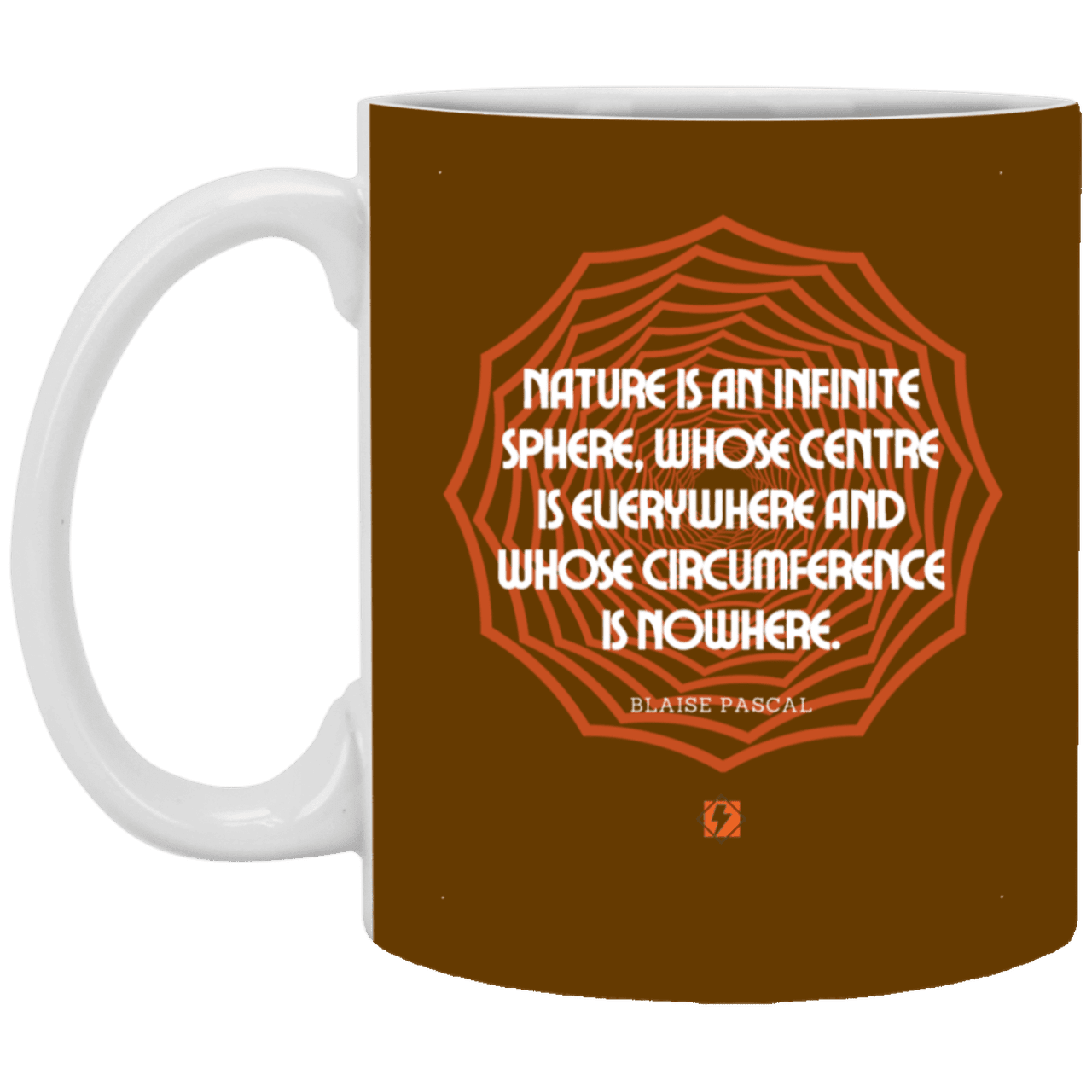 Ceramic Standard Mug 11oz with inspiring Pascal quote: BP108 - Nature is unfathomable - Color: Brown