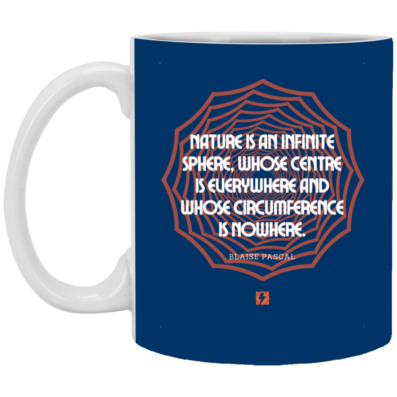 Ceramic Standard Mug 11oz with inspiring Pascal quote: BP108 - Nature is unfathomable - Color: Royal