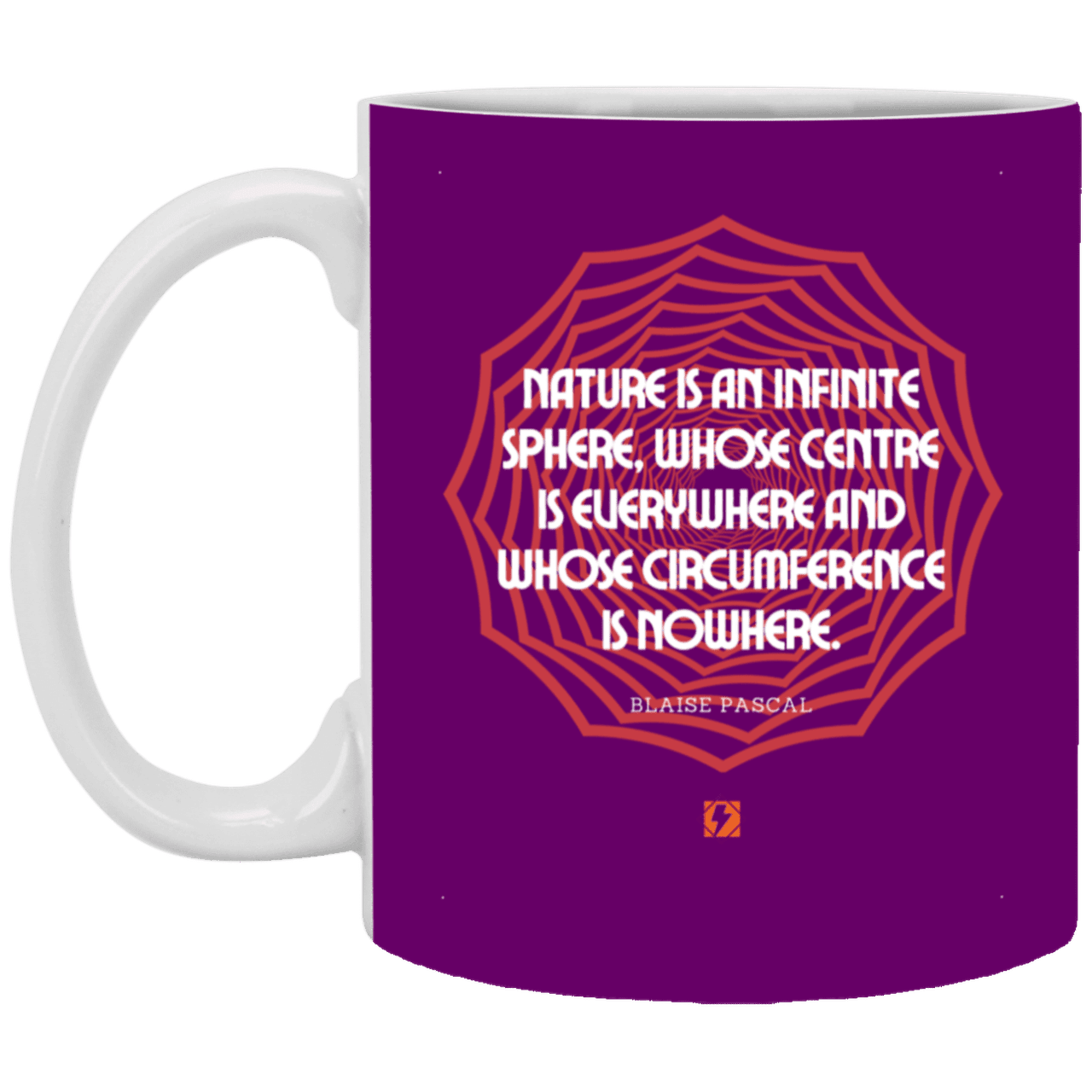 Ceramic Standard Mug 11oz with inspiring Pascal quote: BP108 - Nature is unfathomable - Color: Purple