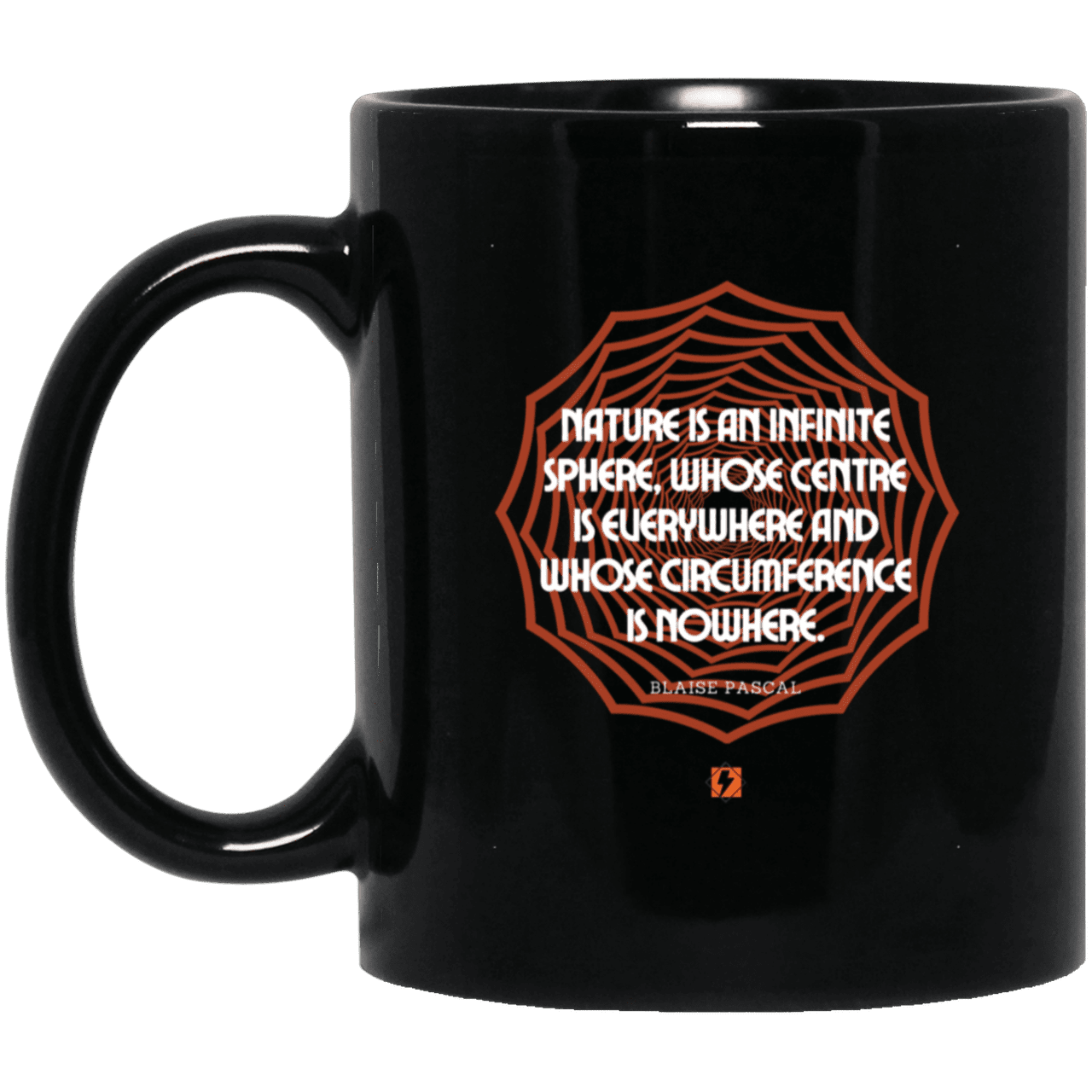 Ceramic Standard Mug 11oz with inspiring Pascal quote: BP108 - Nature is unfathomable - Color: Plain Black