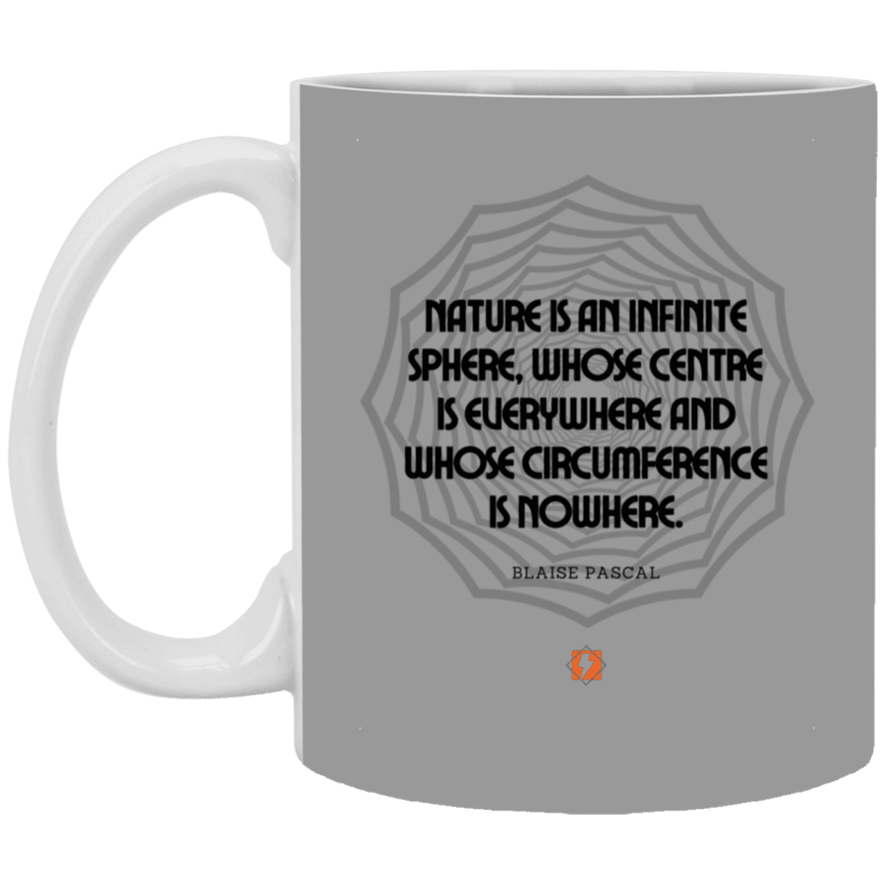 Ceramic Standard Mug 11oz with inspiring Pascal quote: BP108 - Nature is unfathomable - Color: Gray