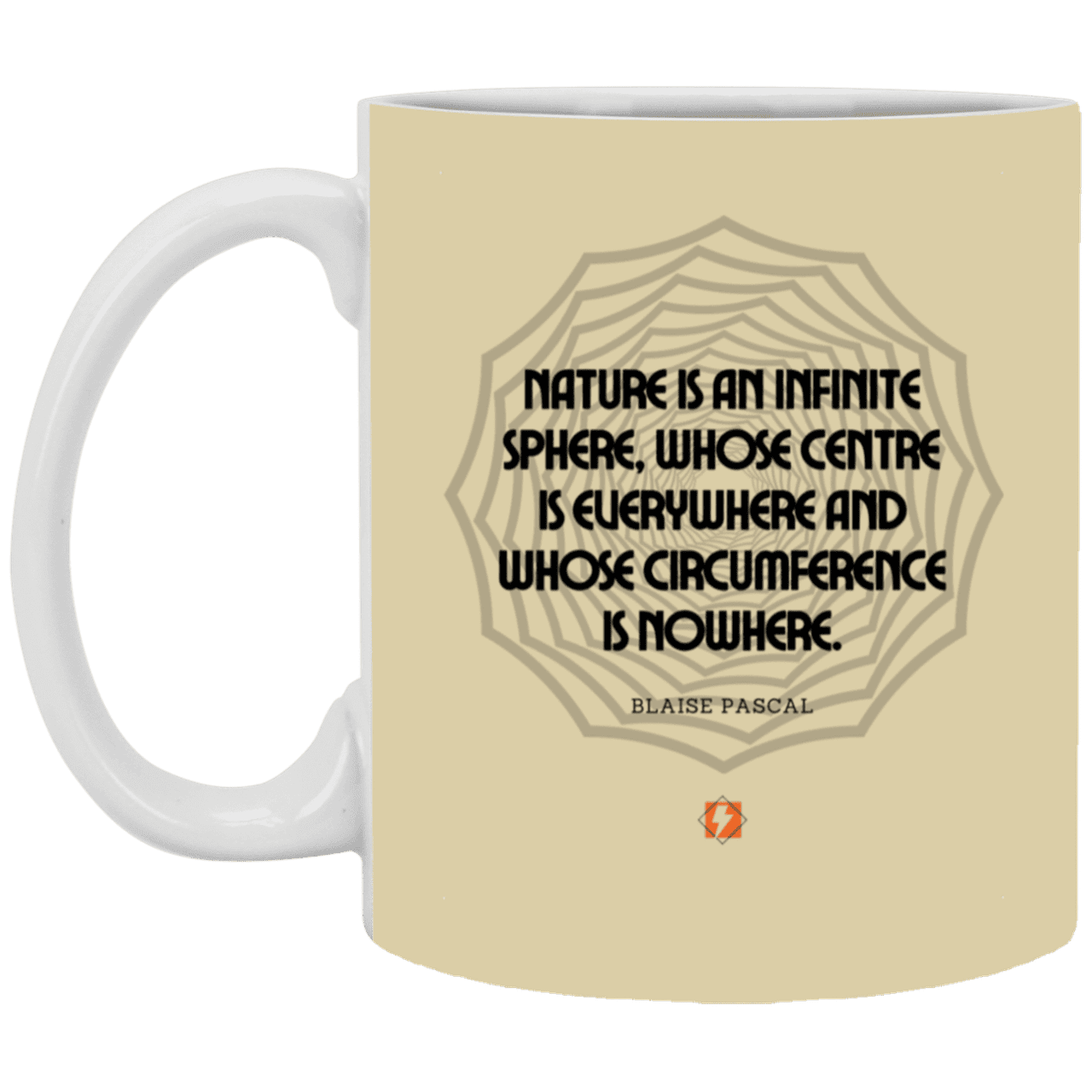 Ceramic Standard Mug 11oz with inspiring Pascal quote: BP108 - Nature is unfathomable - Color: Tan