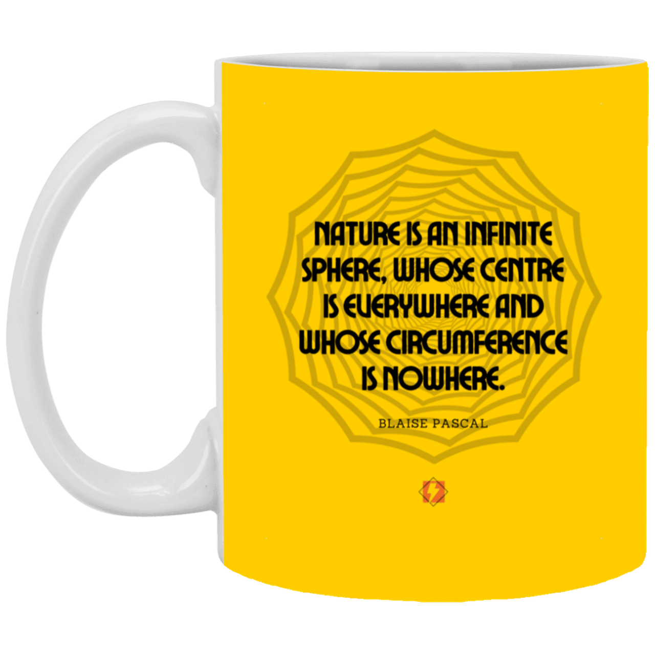 Ceramic Standard Mug 11oz with inspiring Pascal quote: BP108 - Nature is unfathomable - Color: Athletic Gold