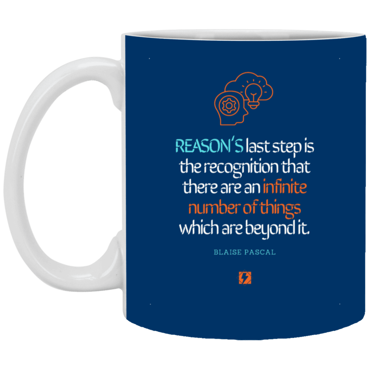 Ceramic Standard Mug 11oz with inspiring Pascal quote: BP110 - Reason is limited - Color: Royal