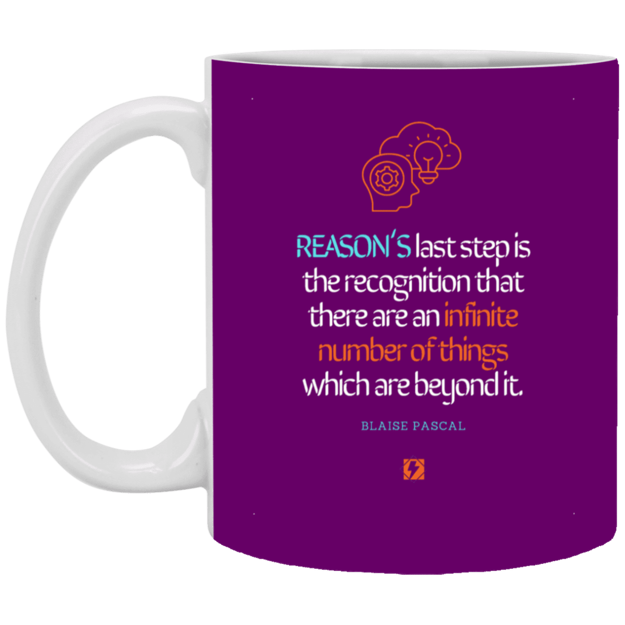 Ceramic Standard Mug 11oz with inspiring Pascal quote: BP110 - Reason is limited - Color: Purple