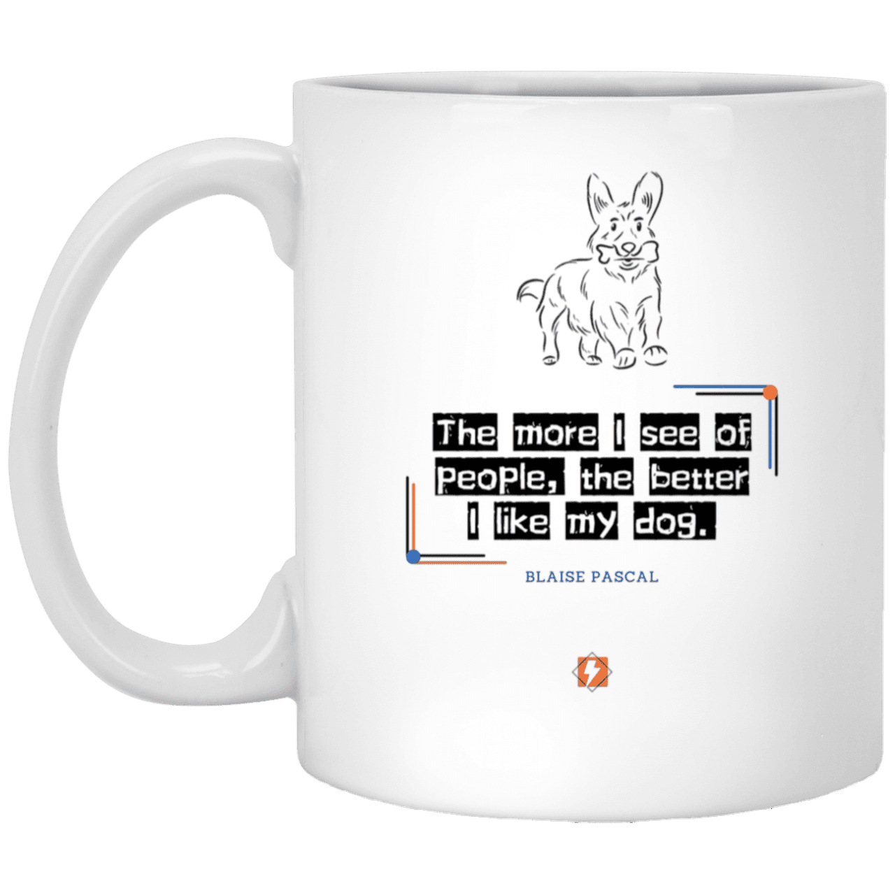 Ceramic Standard Mug 11oz with inspiring Pascal quote: BP112 - People vs Pets - Color: Plain White