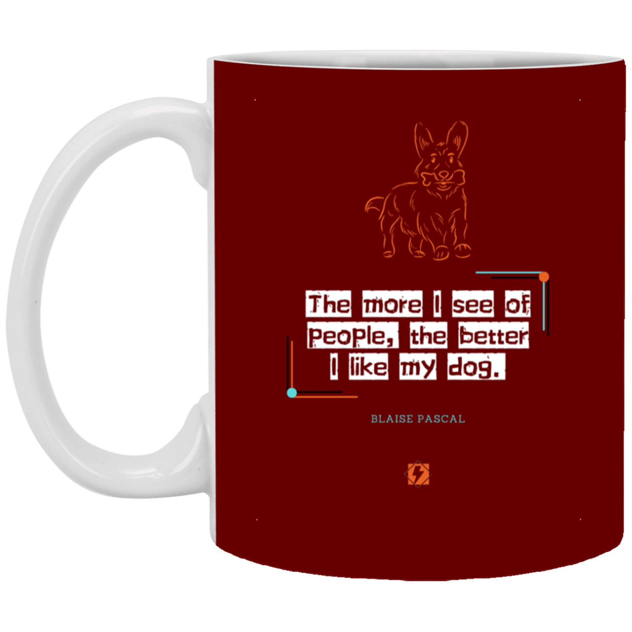 Ceramic Standard Mug 11oz with inspiring Pascal quote: BP112 - People vs Pets - Color: Maroon