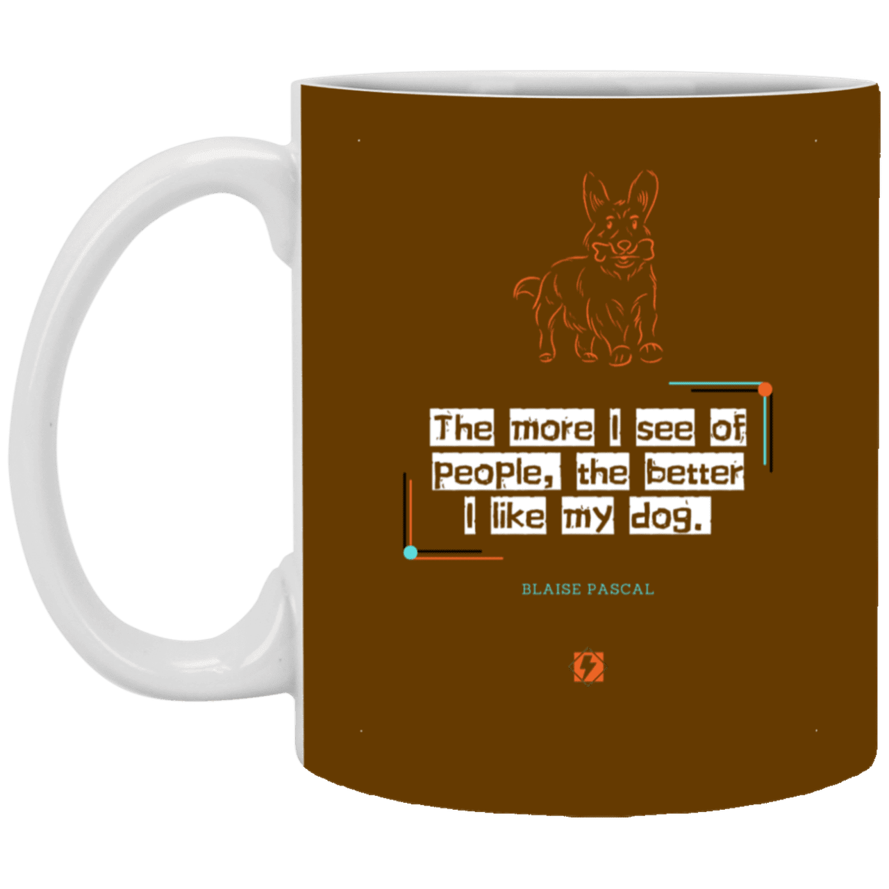 Ceramic Standard Mug 11oz with inspiring Pascal quote: BP112 - People vs Pets - Color: Brown