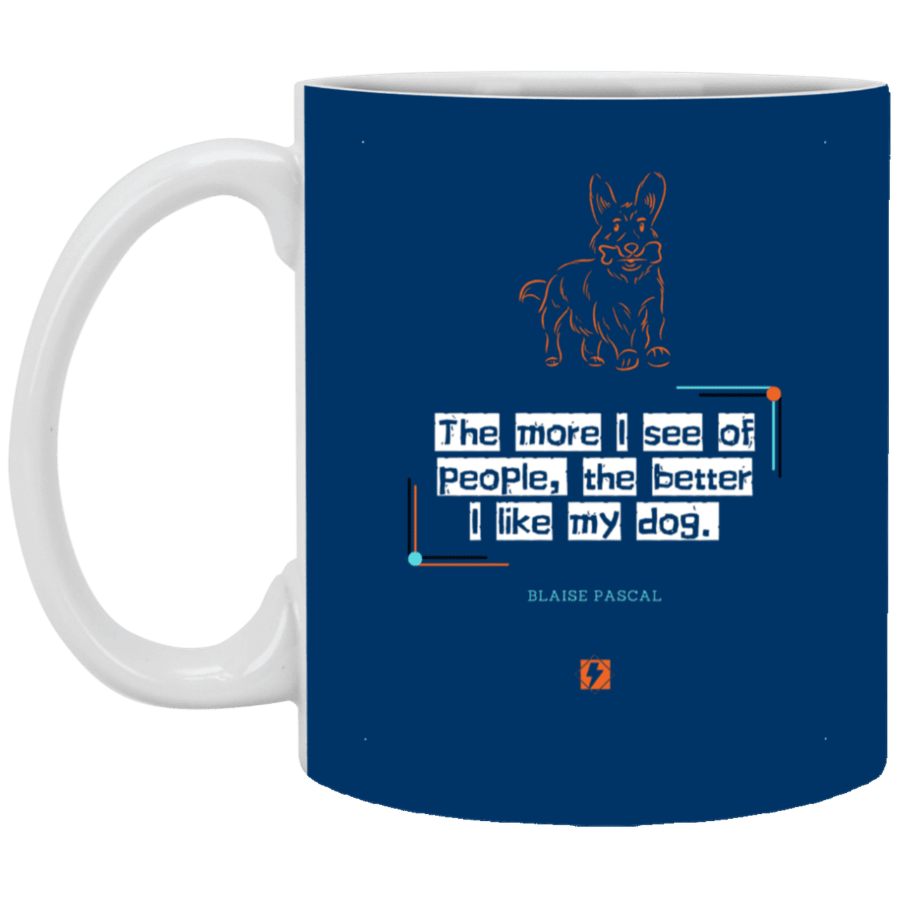 Ceramic Standard Mug 11oz with inspiring Pascal quote: BP112 - People vs Pets - Color: Royal