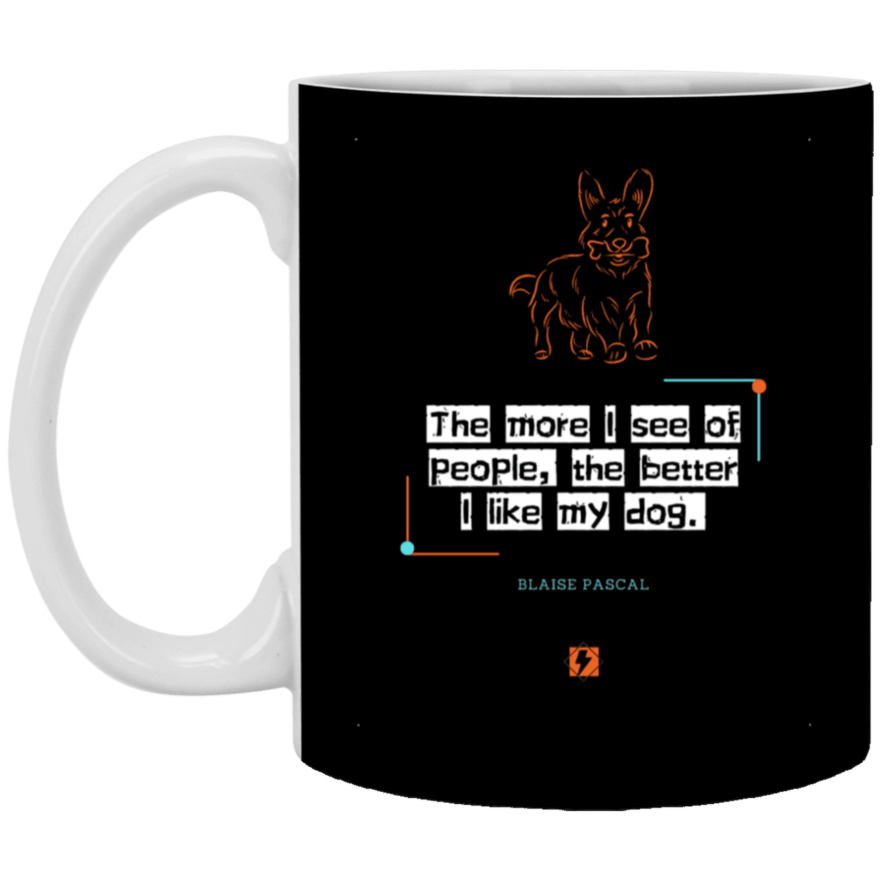 Ceramic Standard Mug 11oz with inspiring Pascal quote: BP112 - People vs Pets - Color: Black White