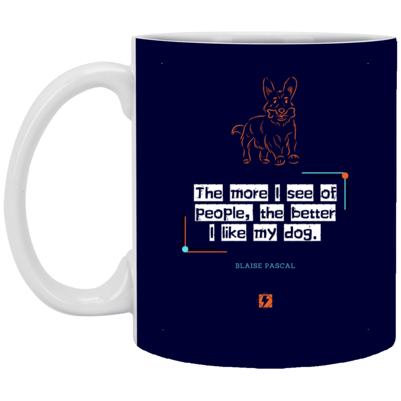 Ceramic Standard Mug 11oz with inspiring Pascal quote: BP112 - People vs Pets - Color: Navy