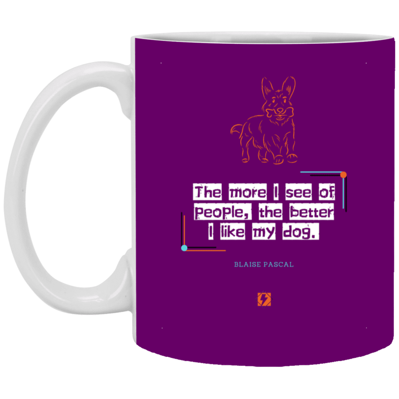 Ceramic Standard Mug 11oz with inspiring Pascal quote: BP112 - People vs Pets - Color: Purple