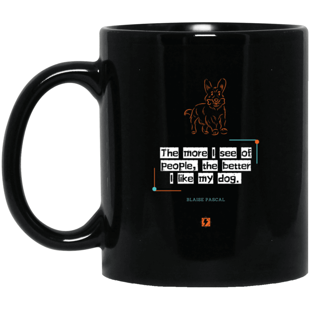 Ceramic Standard Mug 11oz with inspiring Pascal quote: BP112 - People vs Pets - Color: Plain Black