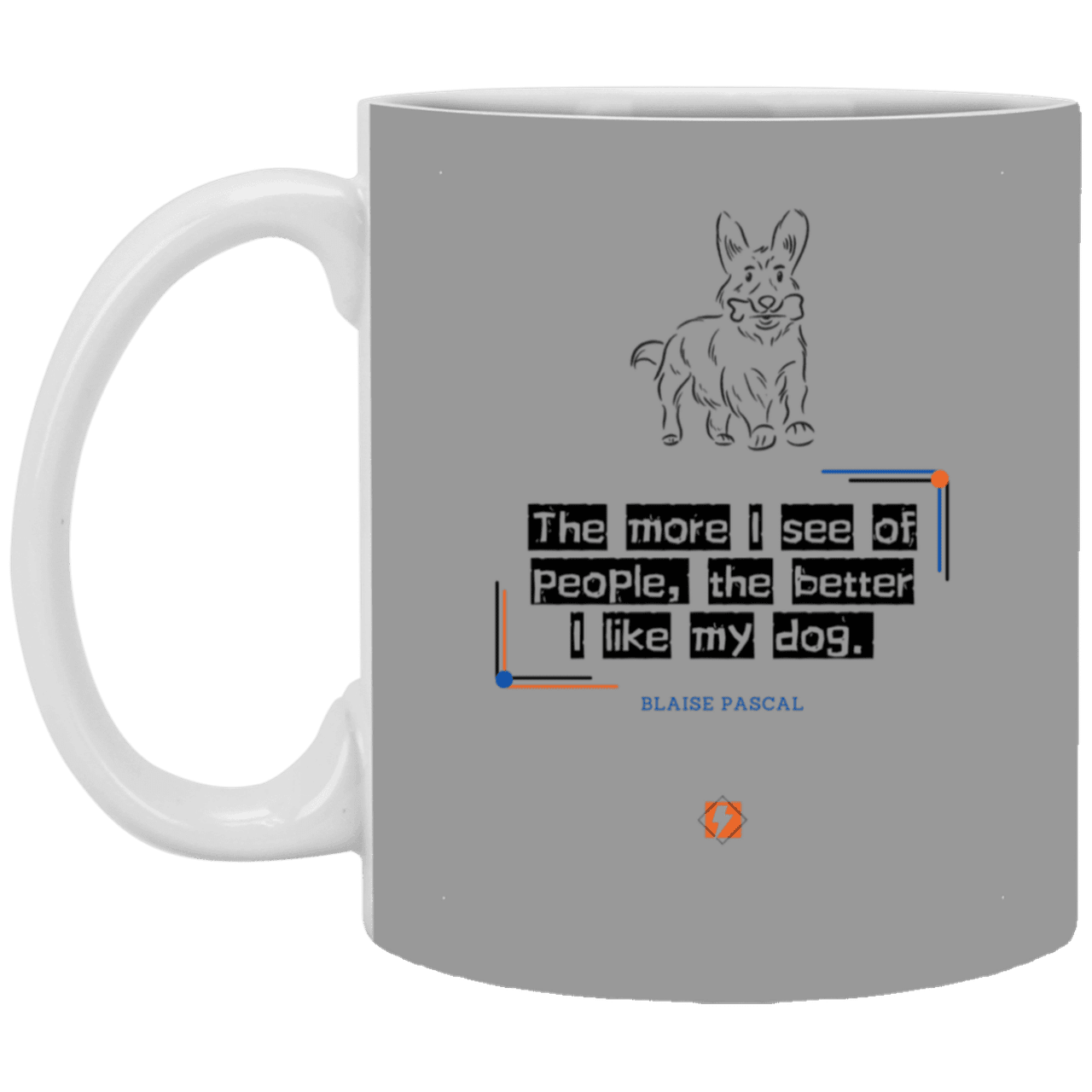 Ceramic Standard Mug 11oz with inspiring Pascal quote: BP112 - People vs Pets - Color: Gray