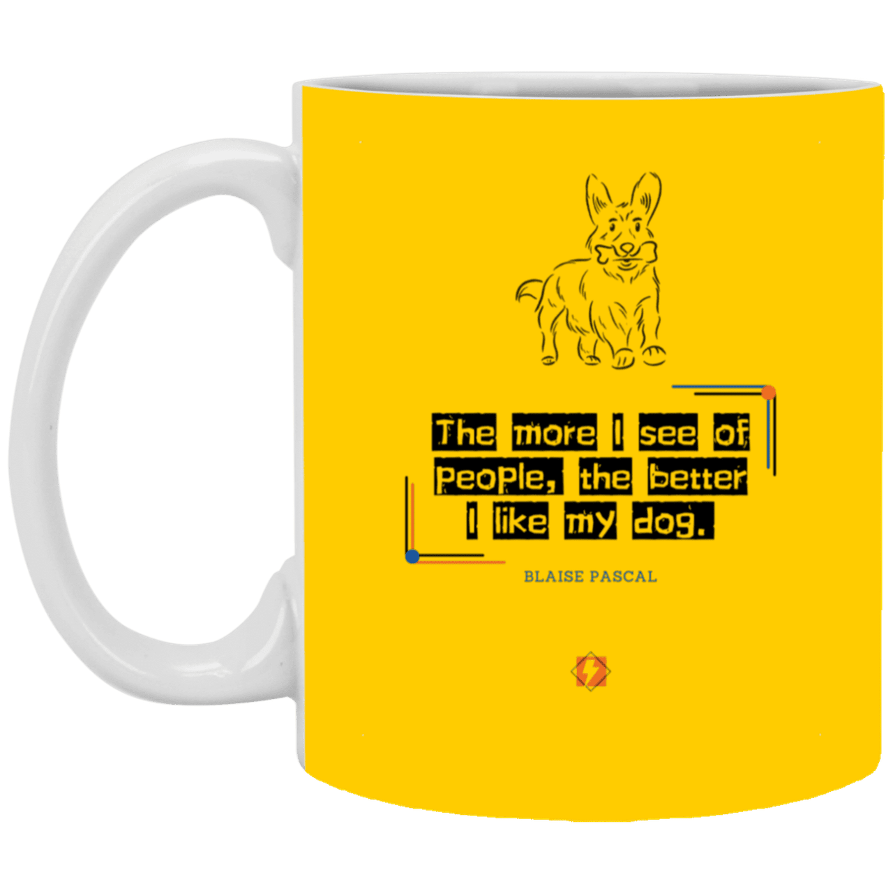 Ceramic Standard Mug 11oz with inspiring Pascal quote: BP112 - People vs Pets - Color: Athletic Gold