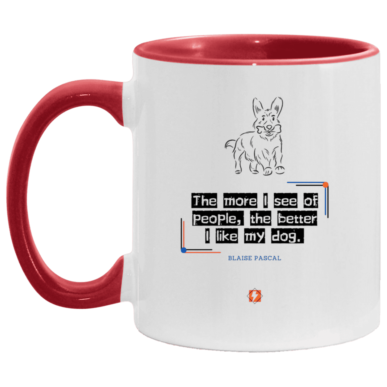 Ceramic Standard Mug 11oz with inspiring Pascal quote: BP112 - People vs Pets - Color: White/Red