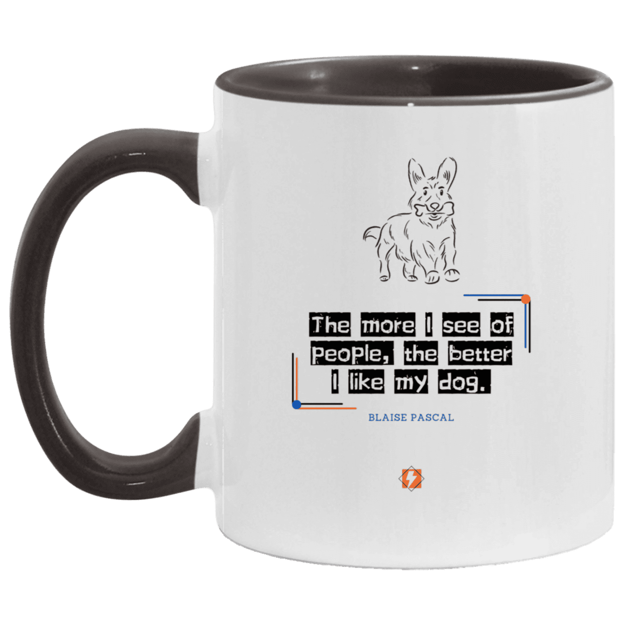 Ceramic Standard Mug 11oz with inspiring Pascal quote: BP112 - People vs Pets - Color: White/Black