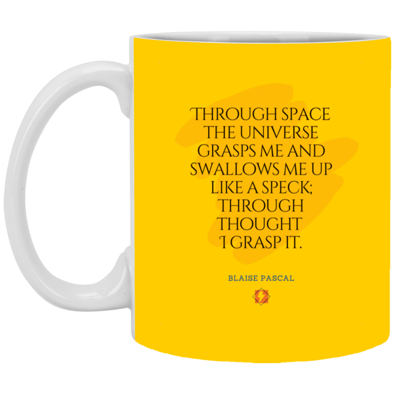 Ceramic Standard Mug 11oz with inspiring Pascal quote: BP113 - Thought transcends space matter and time - Color: Athletic Gold