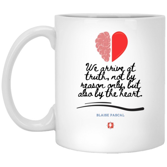 Ceramic Standard Mug 11oz with inspiring Pascal quote: BP116 - Truth requires both the head and the heart - Color: Plain White