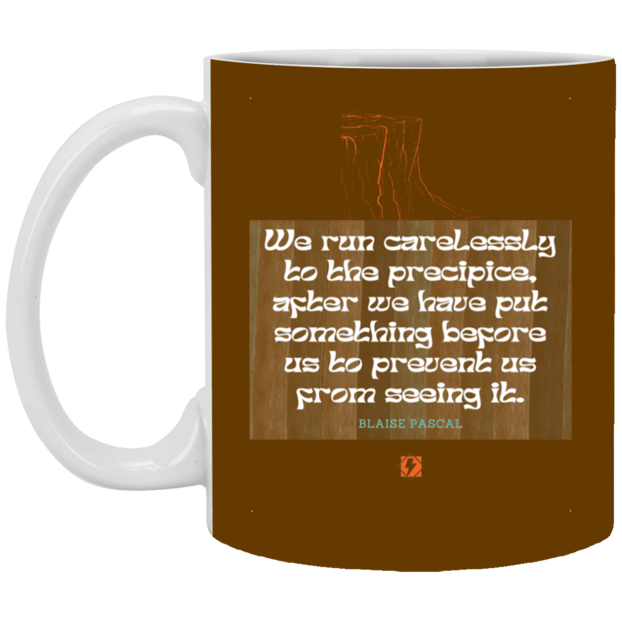 Ceramic Standard Mug 11oz with inspiring Pascal quote: BP117 - Making assumptions carry risks - Color: Brown