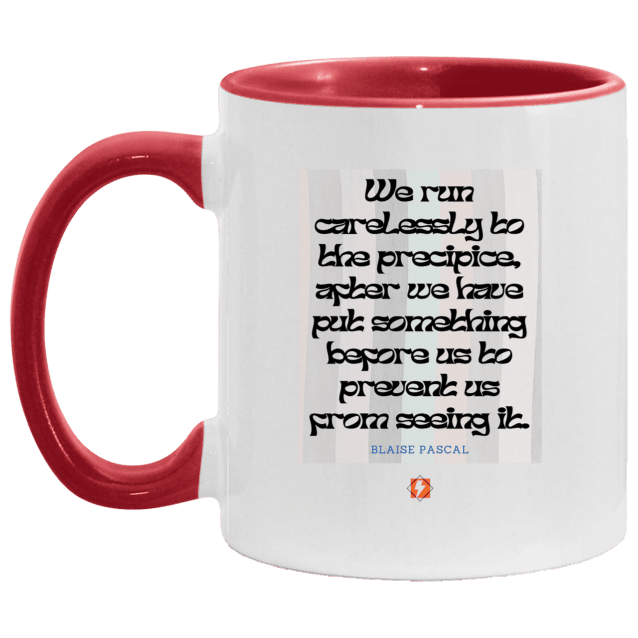 Ceramic Standard Mug 11oz with inspiring Pascal quote: BP117 - Making assumptions carry risks - Color: White/Red