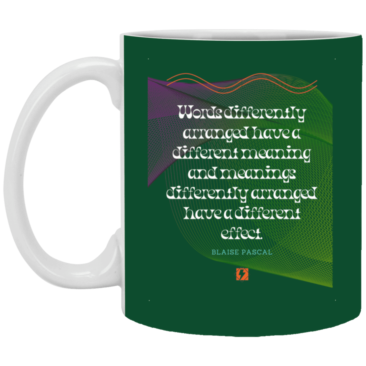 Ceramic Standard Mug 11oz with inspiring Pascal quote: BP119 - Be careful with words - Color: Forest