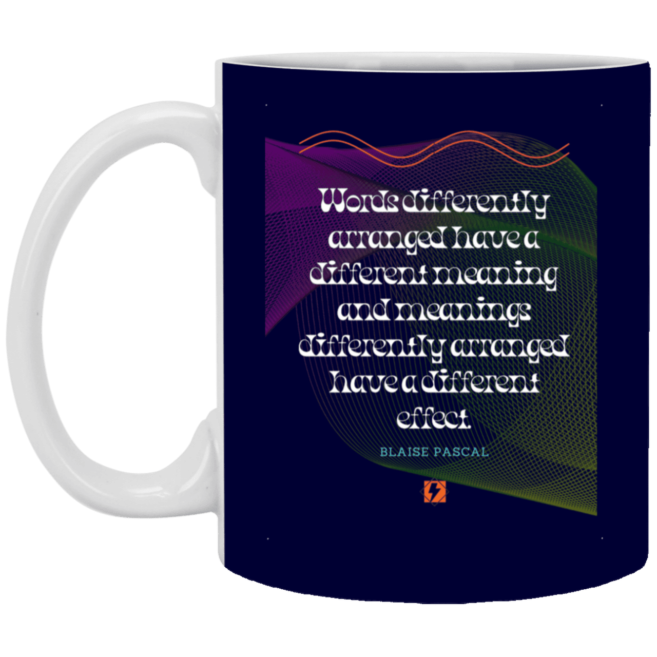 Ceramic Standard Mug 11oz with inspiring Pascal quote: BP119 - Be careful with words - Color: Navy