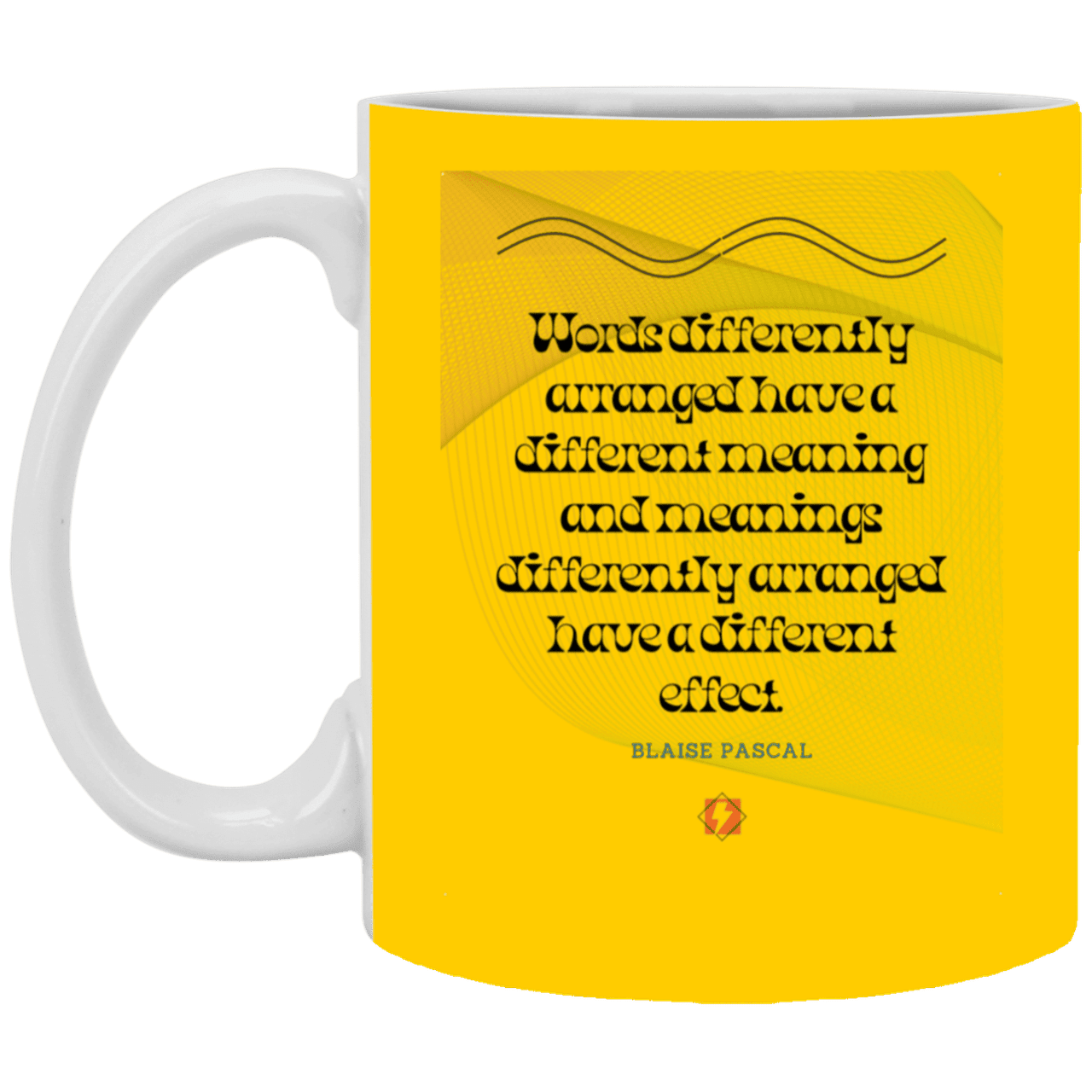 Ceramic Standard Mug 11oz with inspiring Pascal quote: BP119 - Be careful with words - Color: Athletic Gold