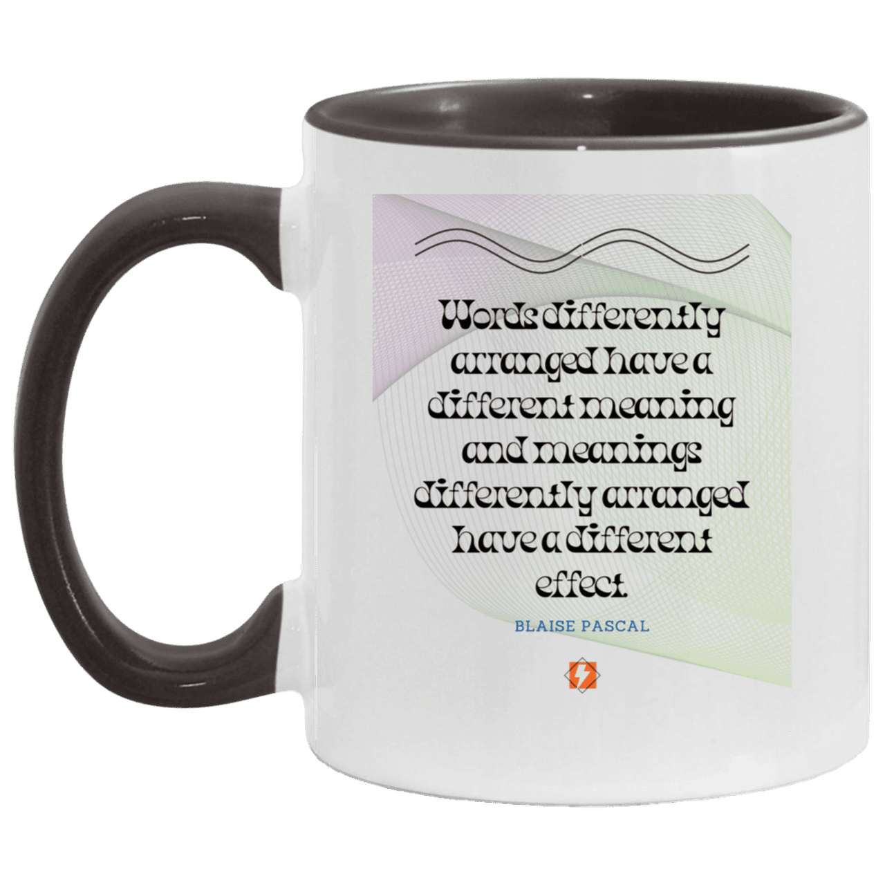 Ceramic Standard Mug 11oz with inspiring Pascal quote: BP119 - Be careful with words - Color: White/Black