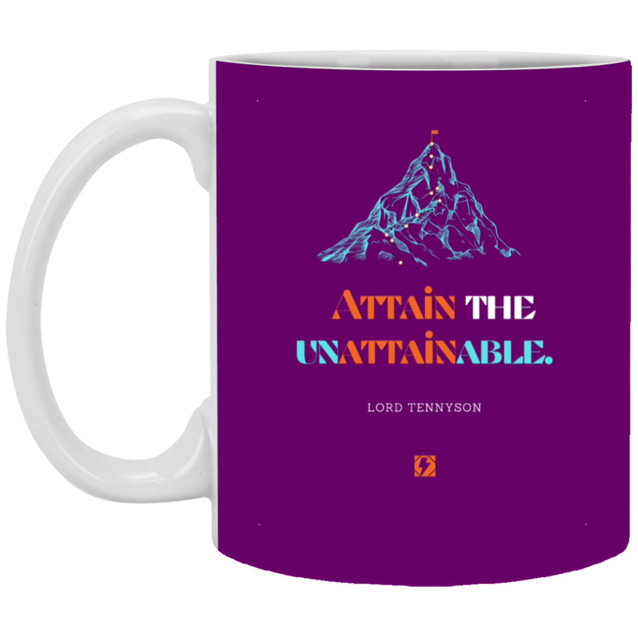 Ceramic Standard Mug 11oz with inspiring Tennyson quote: LT101 - Nothing unattainable as such - Color: Purple