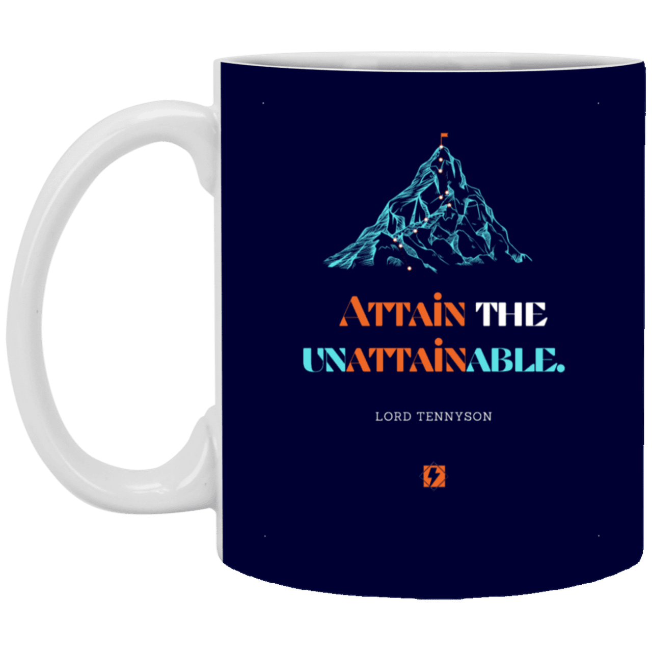 Ceramic Standard Mug 11oz with inspiring Tennyson quote: LT101 - Nothing unattainable as such - Color: Navy