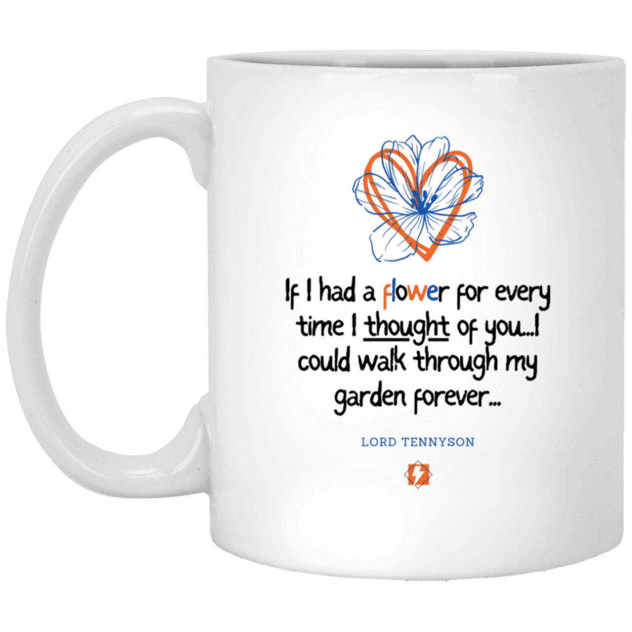 Ceramic Standard Mug 11oz with inspiring Tennyson quote: LT104 - Thinking of you - Color: Plain White