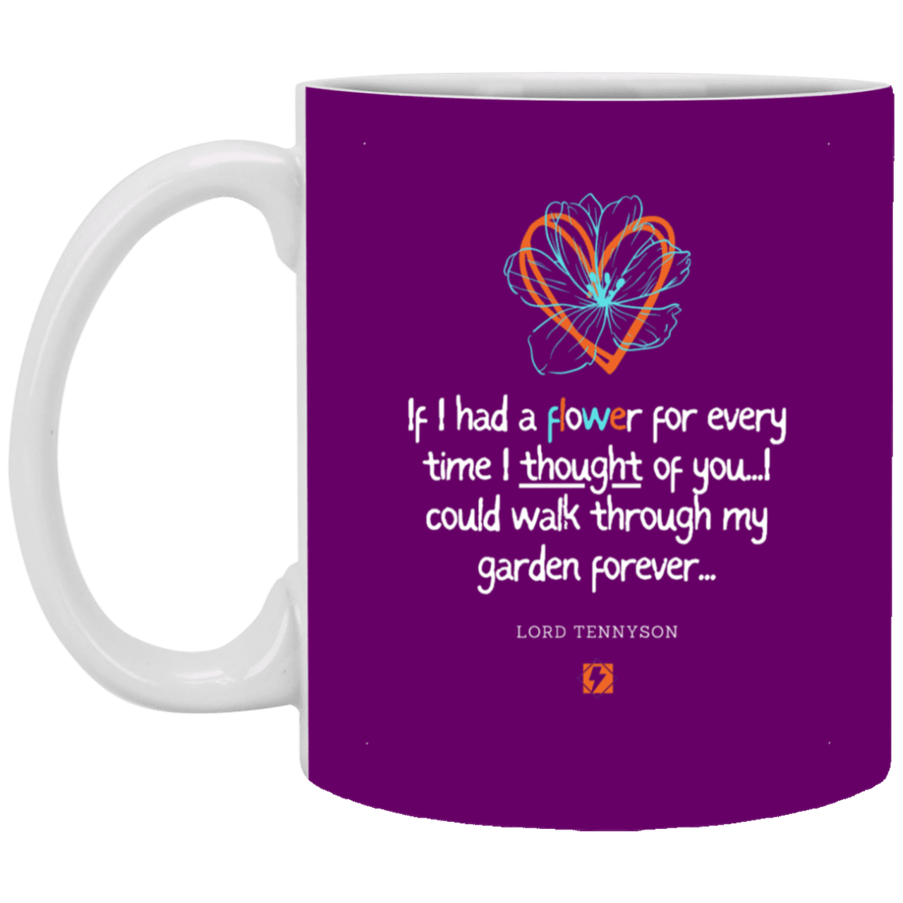 Ceramic Standard Mug 11oz with inspiring Tennyson quote: LT104 - Thinking of you - Color: Purple