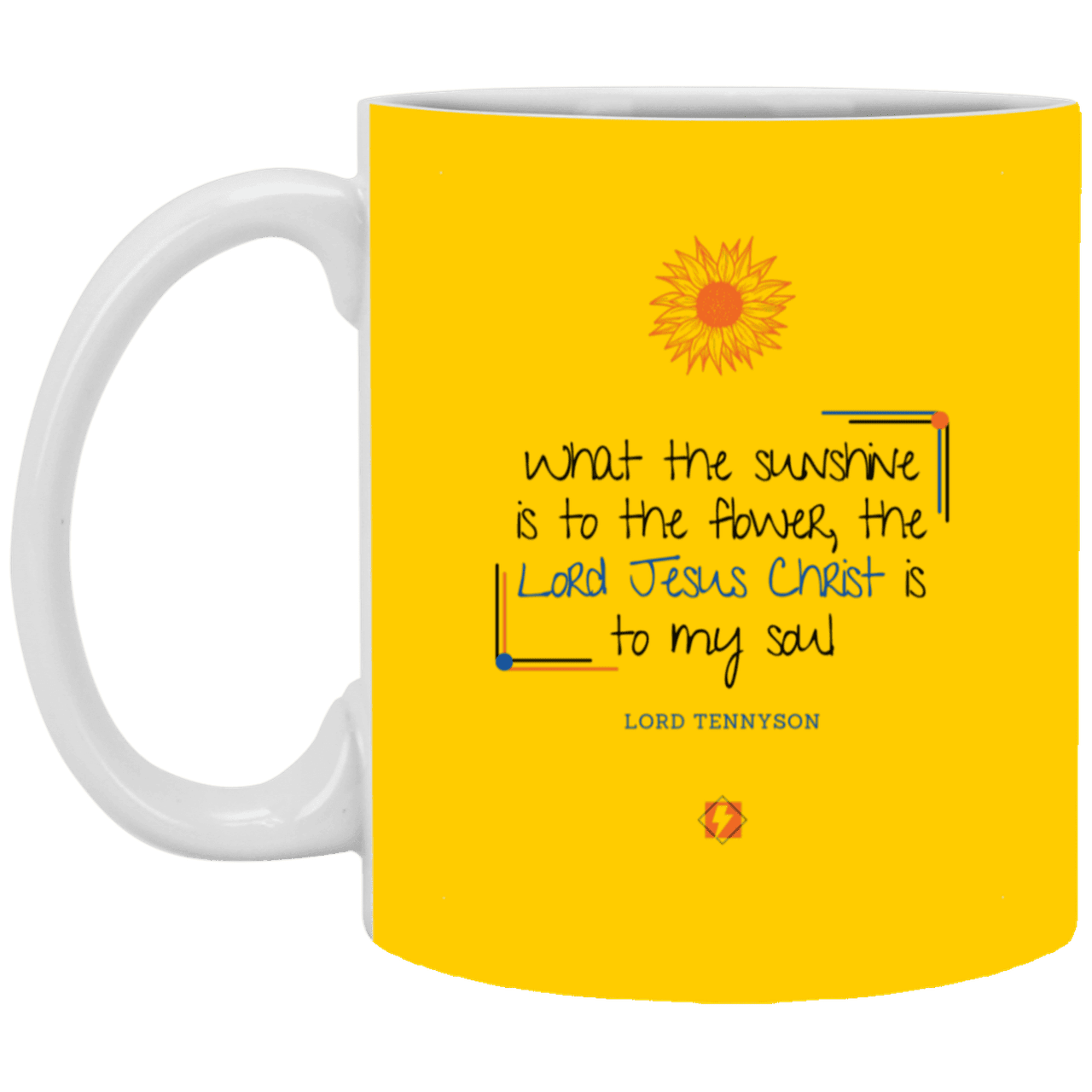 Ceramic Standard Mug 11oz with inspiring Tennyson quote: LT119 - A personal profession of faith by Lord Tennyson - Color: Athletic Gold Forest