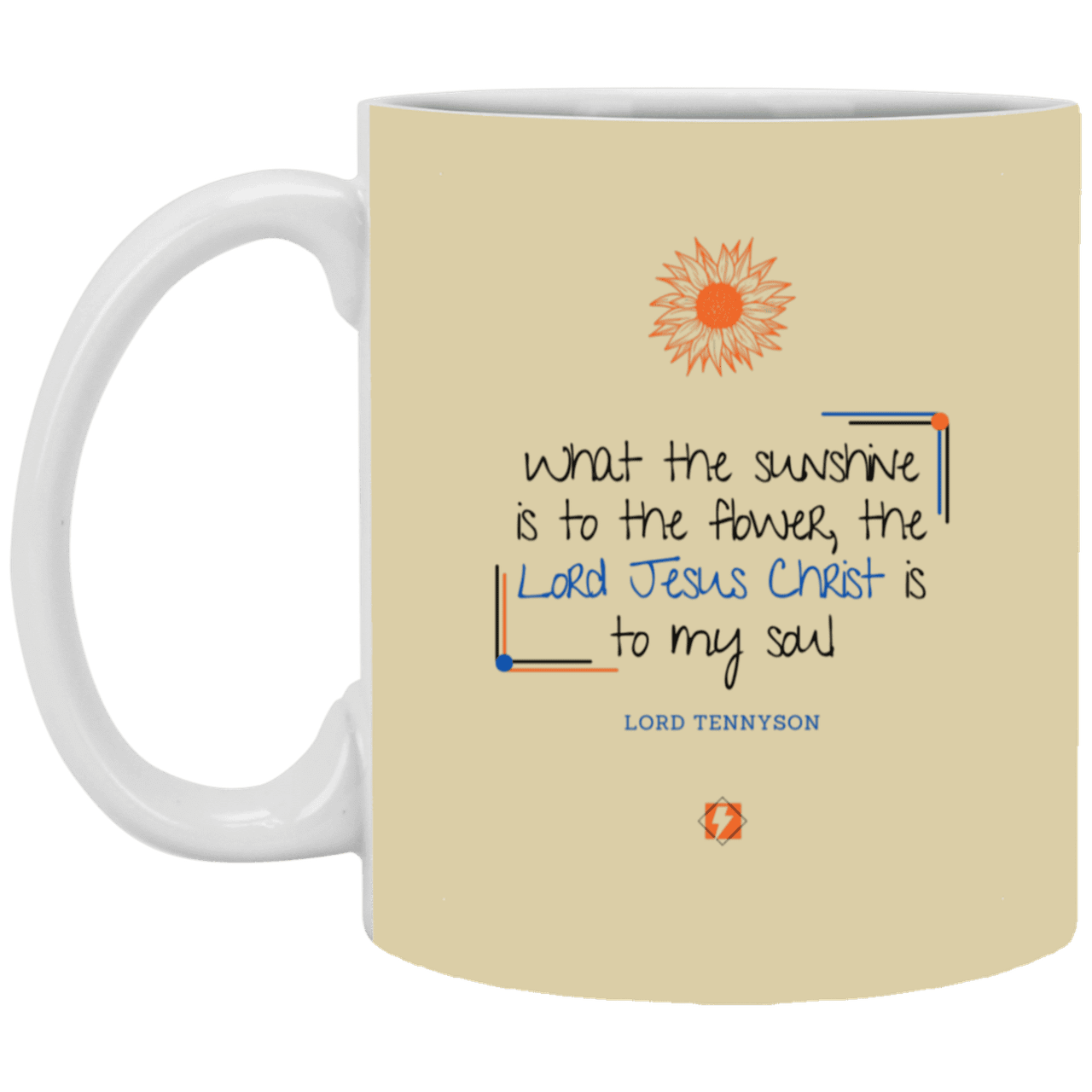 Ceramic Standard Mug 11oz with inspiring Tennyson quote: LT119 - A personal profession of faith by Lord Tennyson - Color: Maroon Tan