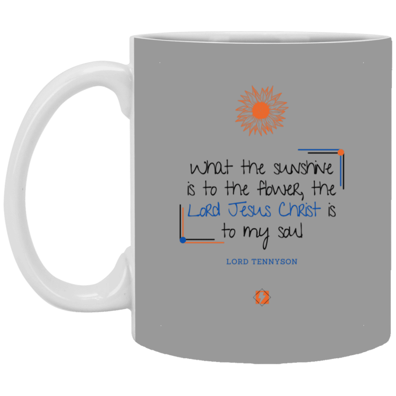 Ceramic Standard Mug 11oz with inspiring Tennyson quote: LT119 - A personal profession of faith by Lord Tennyson - Color: Gray Brown