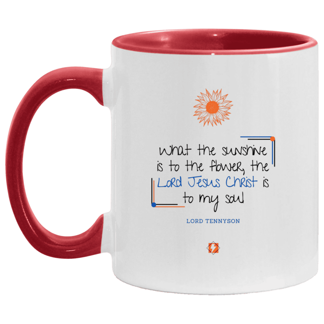 Ceramic Standard Mug 11oz with inspiring Tennyson quote: LT119 - A personal profession of faith by Lord Tennyson - Color: White/Red Plain Black