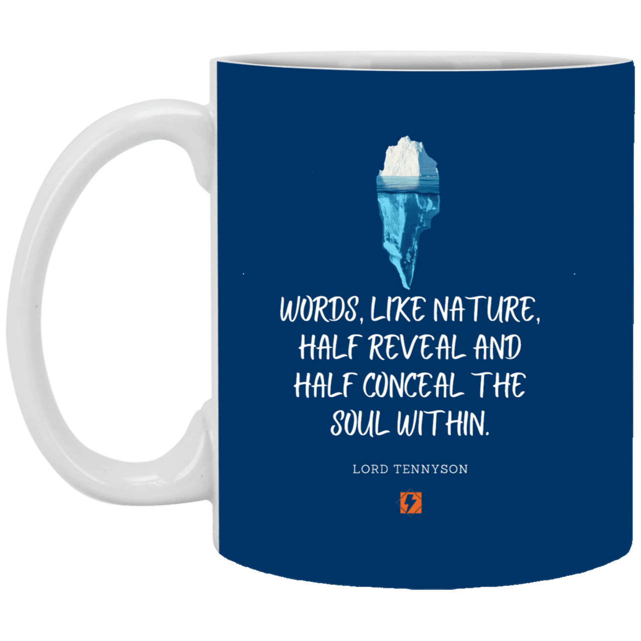 Ceramic Standard Mug 11oz with inspiring Tennyson quote: LT120 - Words both reveal and conceal the soul within - Color: Royal