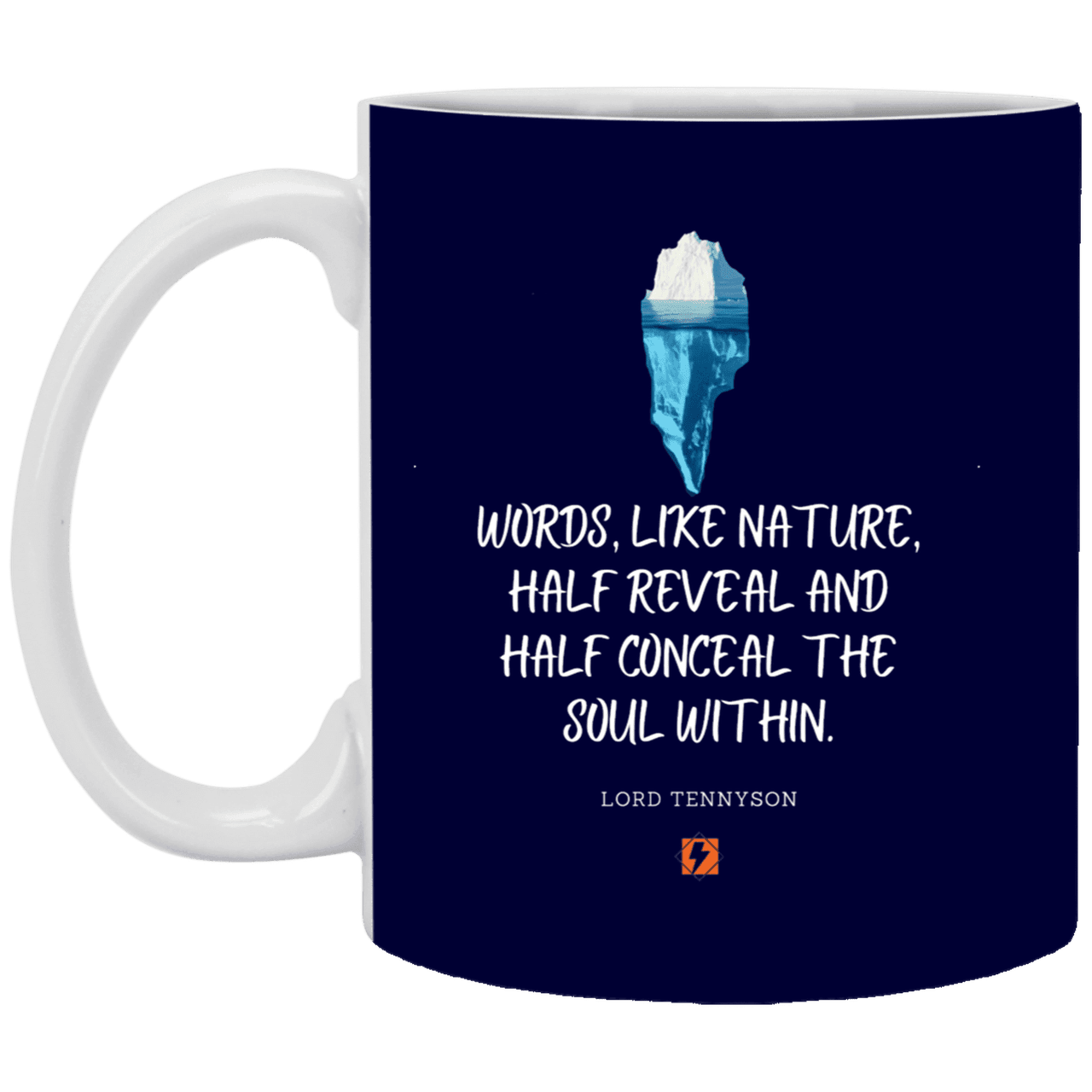 Ceramic Standard Mug 11oz with inspiring Tennyson quote: LT120 - Words both reveal and conceal the soul within - Color: Navy