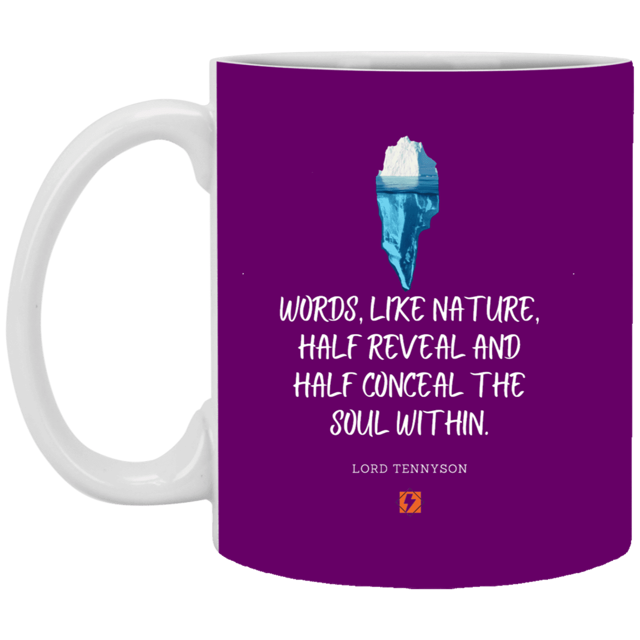 Ceramic Standard Mug 11oz with inspiring Tennyson quote: LT120 - Words both reveal and conceal the soul within - Color: Purple